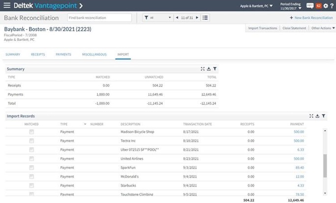 Automatic Bank Feeds in Vantagepoint